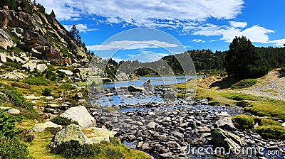 Wilderness landscape with river and mountain Stock Photo