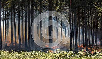 Wildfire, fire in a forest Stock Photo