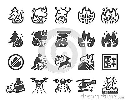 Wildfire icon set Vector Illustration