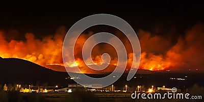 Wildfire in Nevada desert, on Red Rock Road Stock Photo