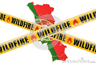 Wildfire in Portugal concept, 3D rendering Stock Photo