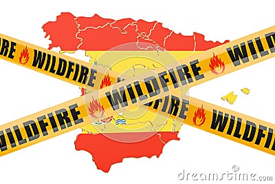 Wildfire in Spain concept, 3D rendering Stock Photo