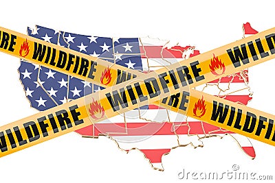 Wildfire in USA concept, 3D rendering Stock Photo