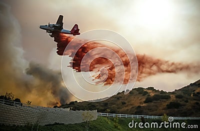 Wildfire Water Dropping Plane Stock Photo