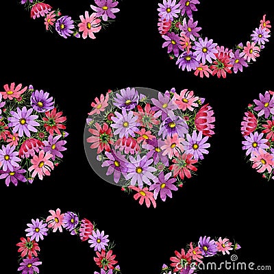 Wildflower kosmeya flower pattern in a watercolor style isolated. Stock Photo