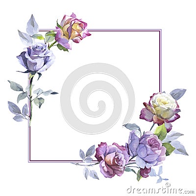 Wildflower rose flower frame in a vector style. Vector Illustration