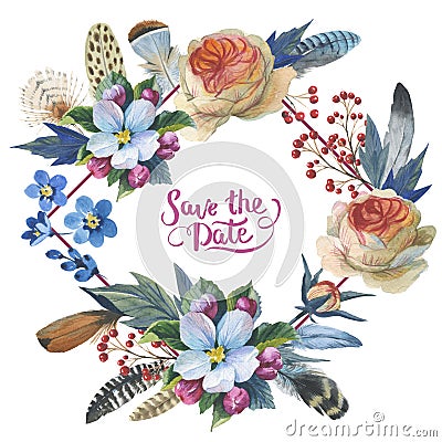 Wildflower rose flower frame in a watercolor style isolated. Stock Photo