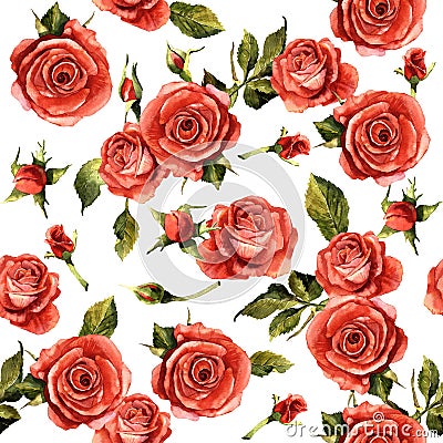 Wildflower rose flower pattern in a watercolor style . Stock Photo