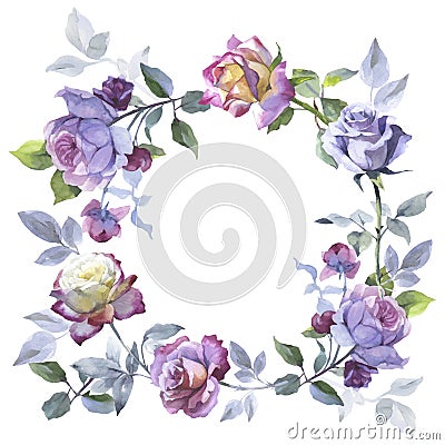 Wildflower rose flower wreath in a vector style. Vector Illustration