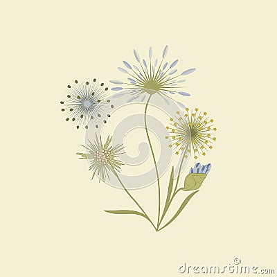 Wildflowers isolated on a light background art creative vector element for design Vector Illustration