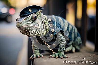 Furry Law Enforcer: Captivating Pet Photography Masterpiece Stock Photo