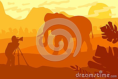 Wildlife, nature photographer flat vector illustration Vector Illustration