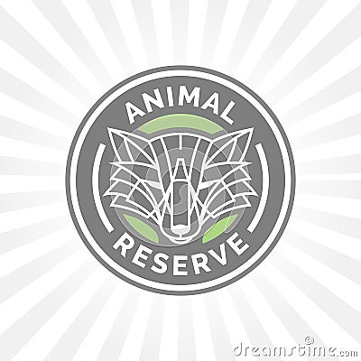 Wildlife park animal reserve icon emblem with wild fox symbol. Vector Illustration