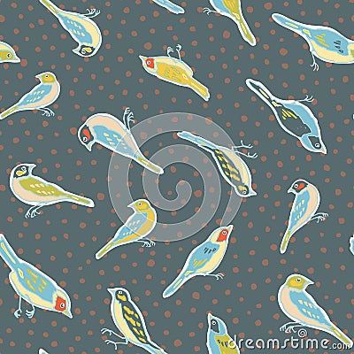 Wildlife retro vintage bird pattern Vector Illustration