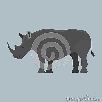 Wildlife rhinoceros mammal isolated rhino big wild africa animal endangered species horn zoo character vector Vector Illustration