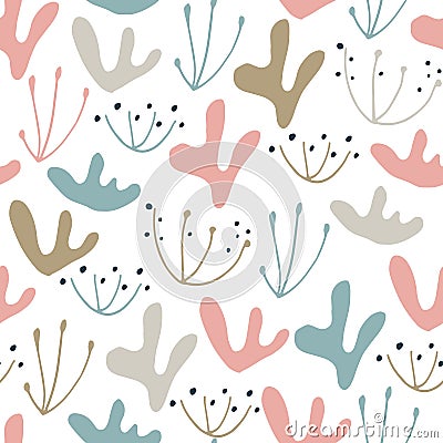Wildwood floral seamless pattern. Vector forest print. Vector Illustration