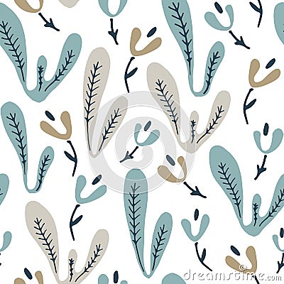 Wildwood floral seamless pattern. Vector forest print. Vector Illustration