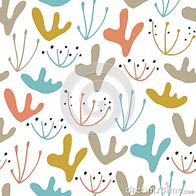 Wildwood floral seamless pattern. Vector forest print. Vector Illustration