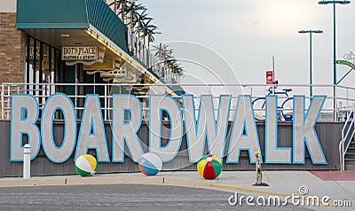 Wildwood, New Jersey, USA - May 26, 2016: View at the boardwalk, famous tourist spot Editorial Stock Photo