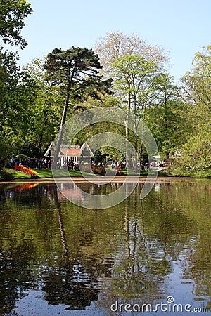 Wilhelmina Pavilion and lake, Keukenhof Gardens Editorial Stock Photo