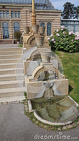 Wilhema Zoo Germany historical building park stairs Stock Photo