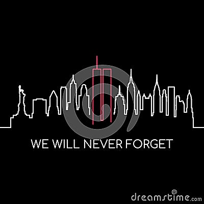 We will never forget memorial banner. Vector Illustration