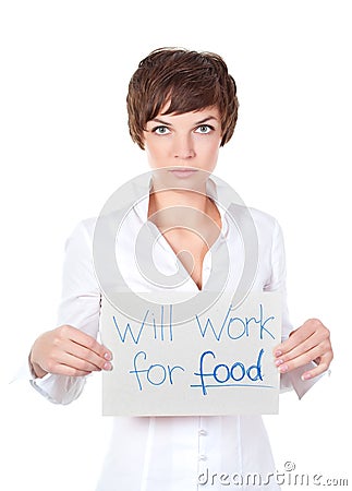 Will work for food Stock Photo