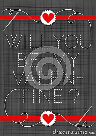 Will you be my Valentine red hearts in love Valentine`s day card Stock Photo