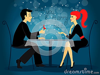 Will you marry me, marriage proposal Vector Illustration
