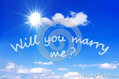 will you marry me message blue sky Stock Photo