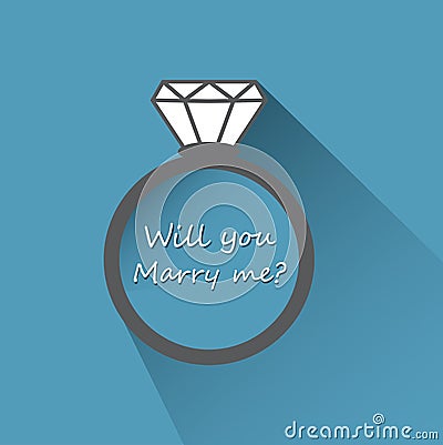 Will you marry me ring sign icon. Vector Illustration