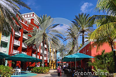 Willemstad, Curacao - 12/17/17 : Colorful shops near the cruise ship terminal in Willemstad, Curacao Editorial Stock Photo