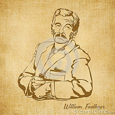 William Faulkner Digital Hand drawn Illustration Cartoon Illustration