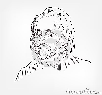 William Harvey famous English physician medical scientist vector sketch illustration Vector Illustration