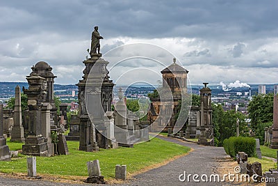 William McGavin statue on hill top t Glasgow Necropolis, Scotland UK. Editorial Stock Photo