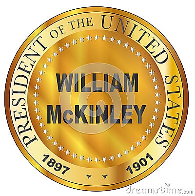 William McKinley Metal Stamp Vector Illustration