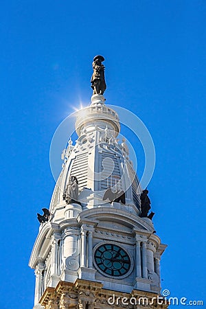 William Penn statue on a top of City Hall Stock Photo