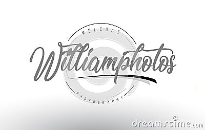 William Personal Photography Logo Design with Photographer Name. Stock Photo