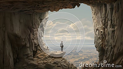 William's Compassionate Journey: A Surrealistic Exploration Of A Muted Toned Cave Stock Photo