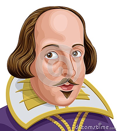 William Shakespeare Portrait Vector Illustration