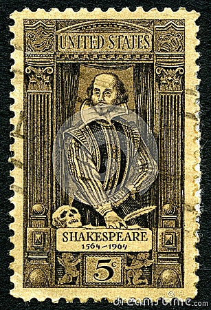 William Shakespeare USA Postage Stamp Editorial Stock Photo