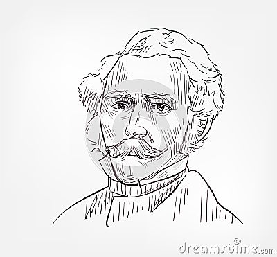 William Thomas Green Morton famous American dentist vector sketch illustration Vector Illustration