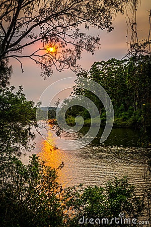 Williams River Bushfire Sunset Stock Photo