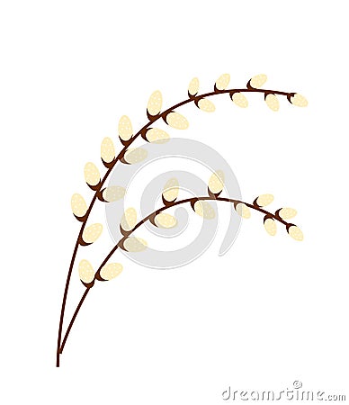 Willow branch icon, flat style. Isolated on white background. Vector illustration, clip-art. Vector Illustration