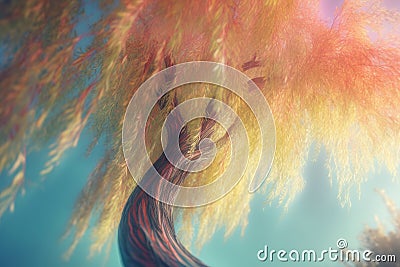 Willow tree wind. Generate Ai Stock Photo