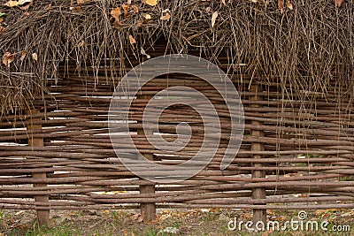 Willow wicker fence Stock Photo