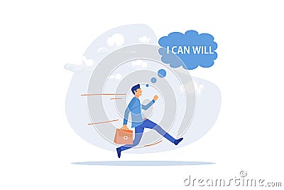 Willpower to be success, motivation or determination to overcome challenge and difficulty, strong mind and discipline to succeed Vector Illustration