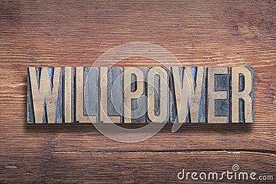 Willpower word wood Stock Photo