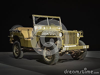 1943 Willys MB Jeep at the 100 years of the Automobile Exhibition Editorial Stock Photo