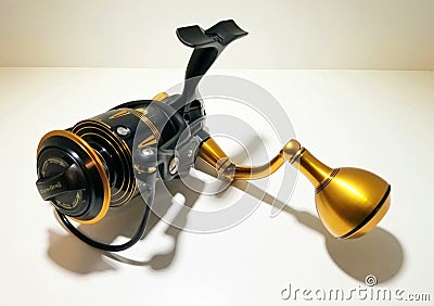 Penn Slammer III 5500 fishing reel on a white isolated background Editorial Stock Photo